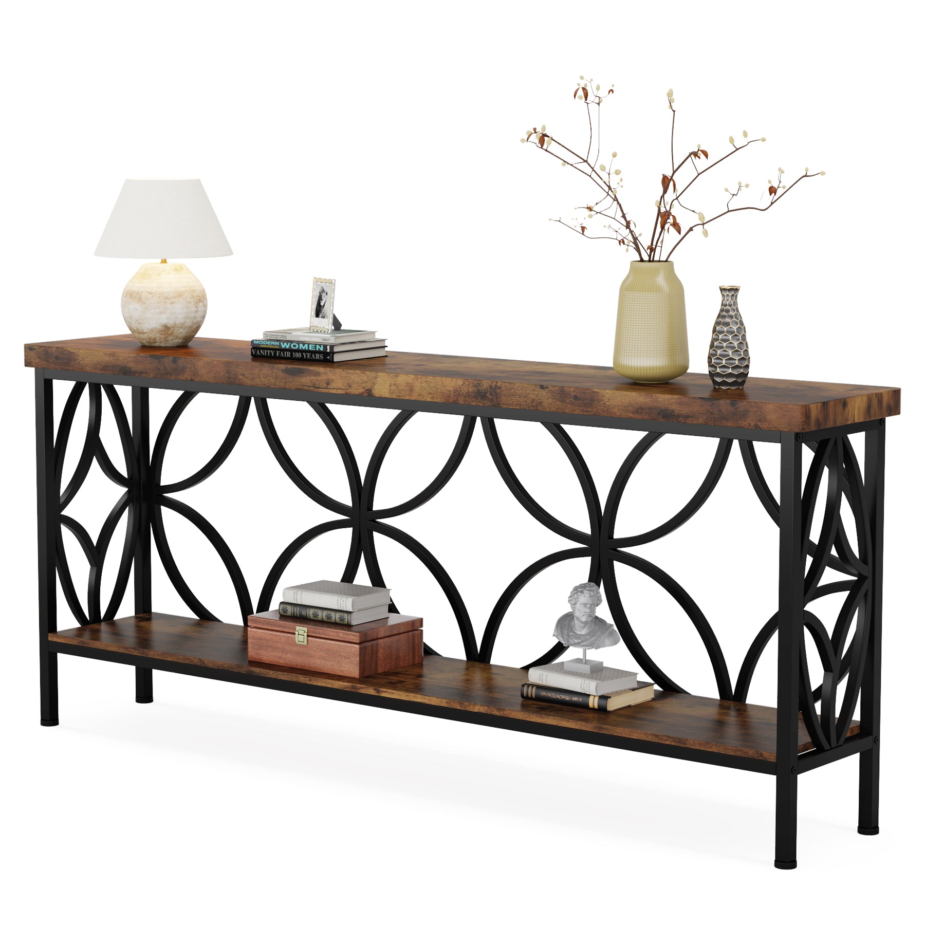 70.9" Console Tablel with Shelves for Entryway